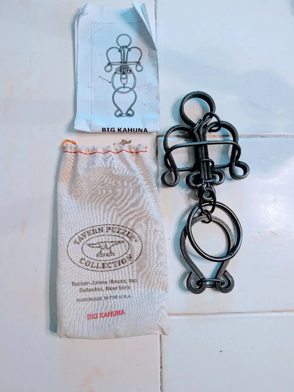 Tavern Puzzle Big Kahuna 6mm Steel USA Original Bag & Papers Brain Teaser